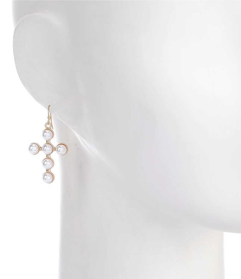 Southern Living Pearl Cross Drop Earrings