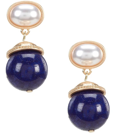 Southern Living Pearl Drop Earrings with Semi Precious Stone