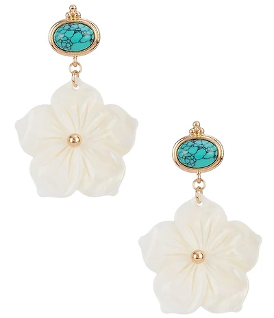 Southern Living Pearl Flower Semi Precious Stone Drop Resort Earrings