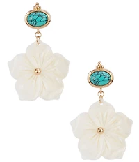 Southern Living Pearl Flower Semi Precious Stone Drop Resort Earrings