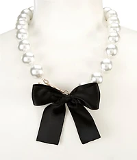 Southern Living Pearl Jet Ribbon Bow Collar Necklace