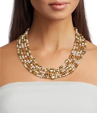 Southern Living Pearl & Wood Beaded Short Multi-Strand Necklace