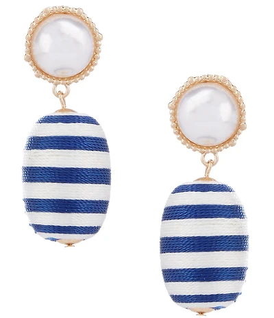 Southern Living Pearl Thread Wrap Resort Ball Post Drop Earrings