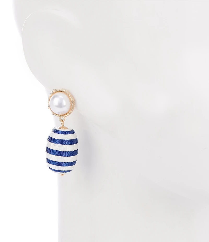Southern Living Pearl Thread Wrap Resort Ball Post Drop Earrings