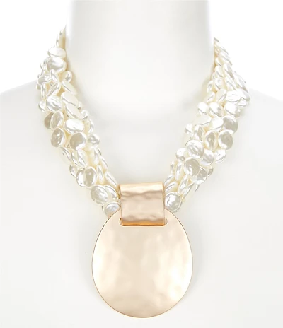 Southern Living Pearl Torsade Pendant Statement Necklace