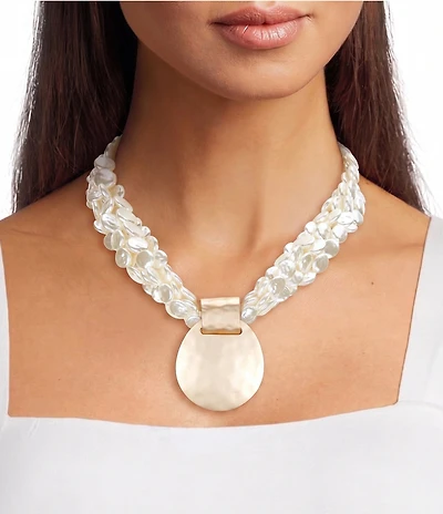 Southern Living Pearl Torsade Pendant Statement Necklace