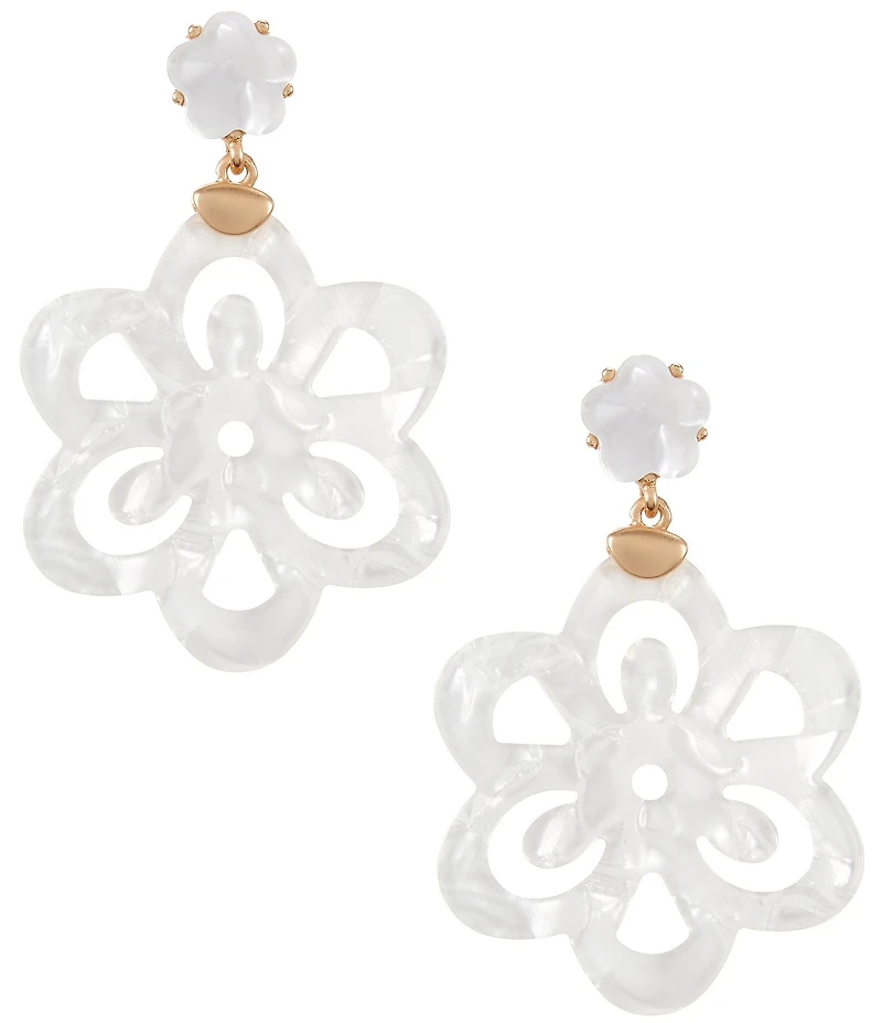 Southern Living Pearlized Resin Double Flower Drop Earrings