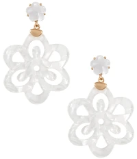 Southern Living Pearlized Resin Double Flower Drop Earrings