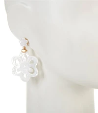 Southern Living Pearlized Resin Double Flower Drop Earrings