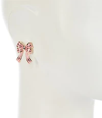 Southern Living Pink Enamel Bow Stud Earrings