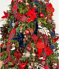Southern Living Plaid Tidings Collection Plaid Finial Glass Ornament, Set Of 2
