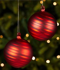Southern Living Plaid Tidings Collection Swirl Glass Ball Ornament, Set Of 2