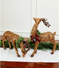 Southern Living Plaid Tidings Collection Tooled Bowed Head Deer Figurine