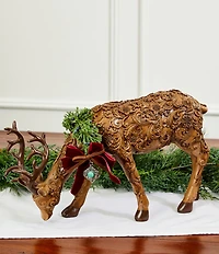 Southern Living Plaid Tidings Collection Tooled Bowed Head Deer Figurine