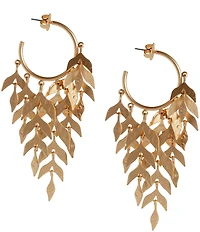 Southern Living Polished Hoop Shakey Leaf Multi Chandelier Earrings