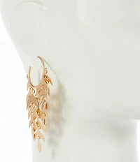 Southern Living Polished Hoop Shakey Leaf Multi Chandelier Earrings