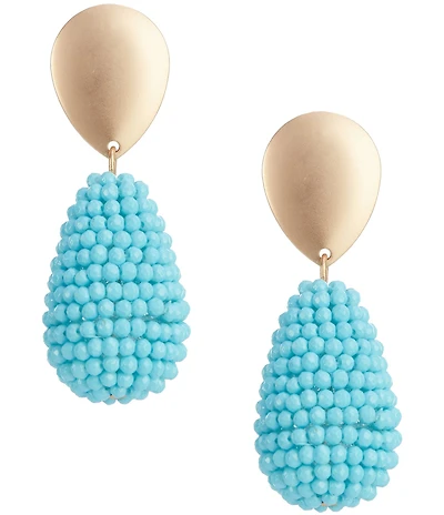 Southern Living Polished Metal Beaded Teardrop Earrings