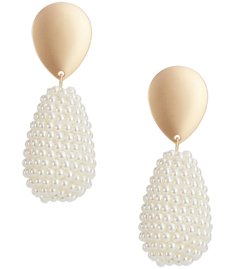 Southern Living Polished Metal Beaded Teardrop Earrings
