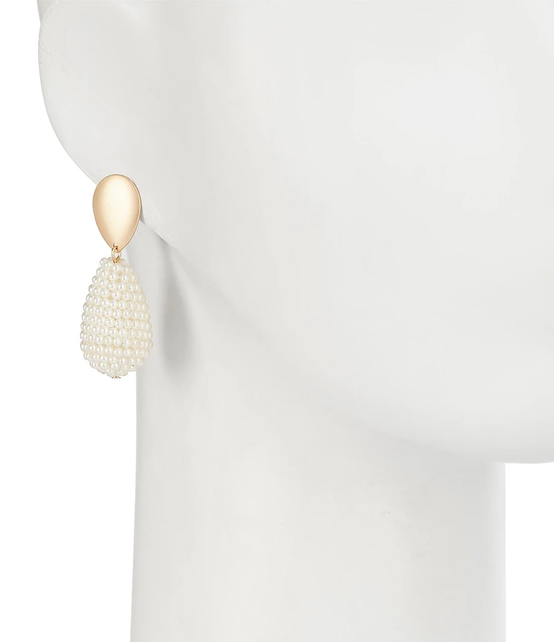 Southern Living Polished Metal Beaded Teardrop Earrings