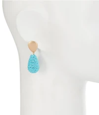 Southern Living Polished Metal Stud Turquoise Beaded Teardrop Drop Earrings