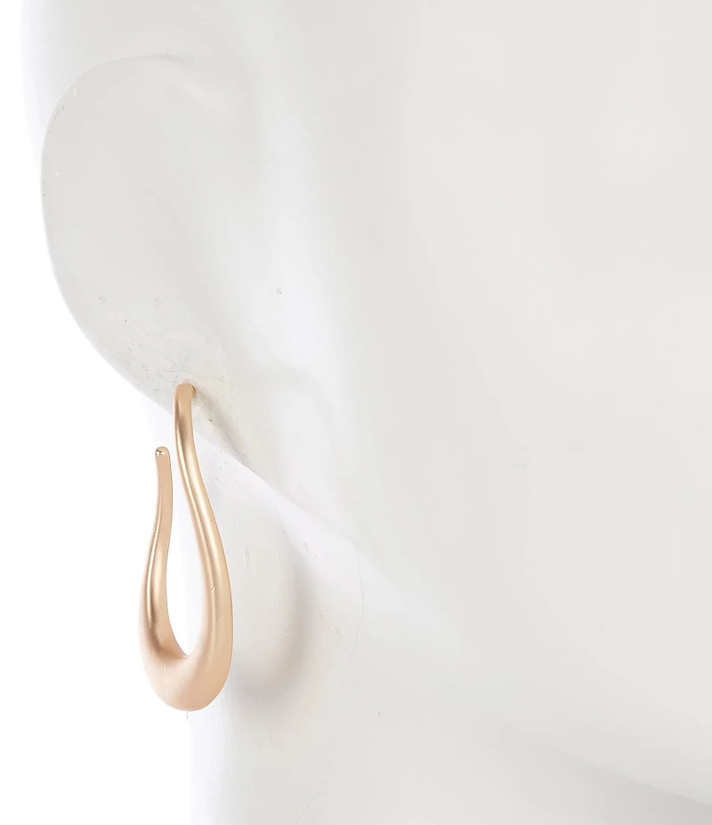 Southern Living Polished Metal Tapered Oval Hoop Earrings