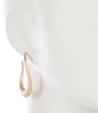 Southern Living Polished Metal Tapered Oval Hoop Earrings