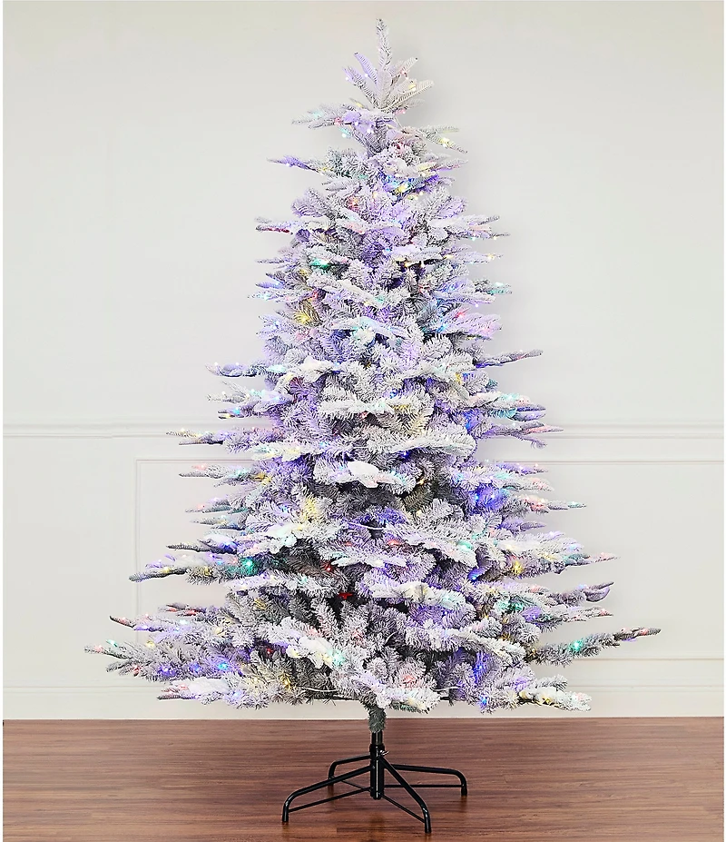 Southern Living Pre-Lit Dual Color LED Lighted Flocked Christmas Tree, 7.5 ft.