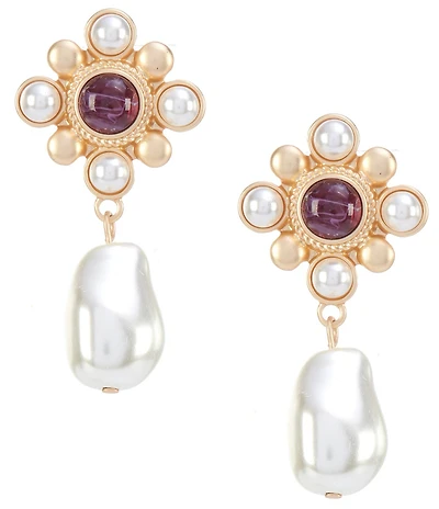 Southern Living Purple Cab Organic Pearl Drop Earrings