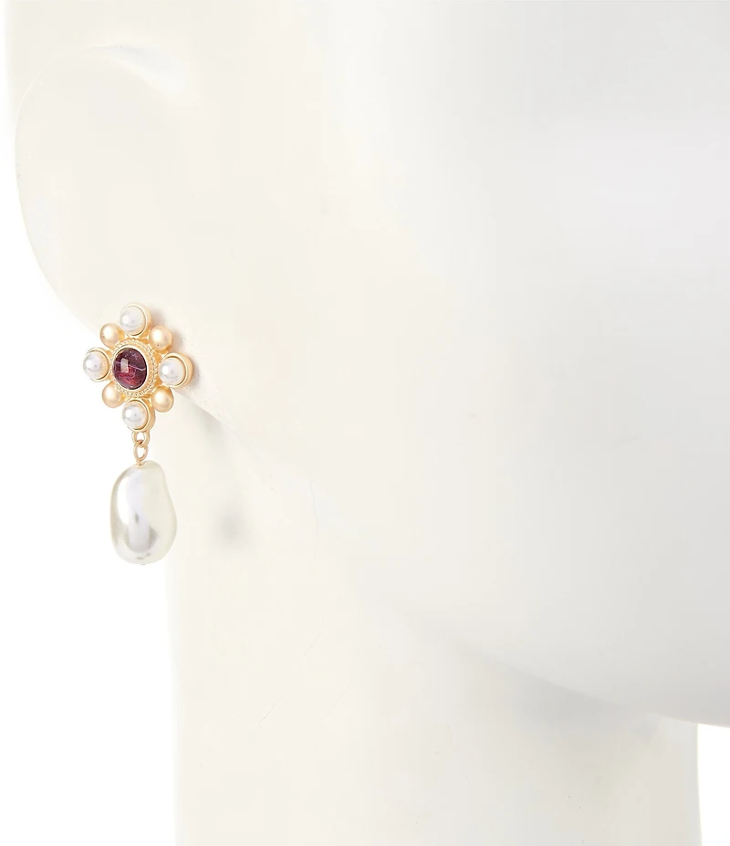 Southern Living Purple Cab Organic Pearl Drop Earrings