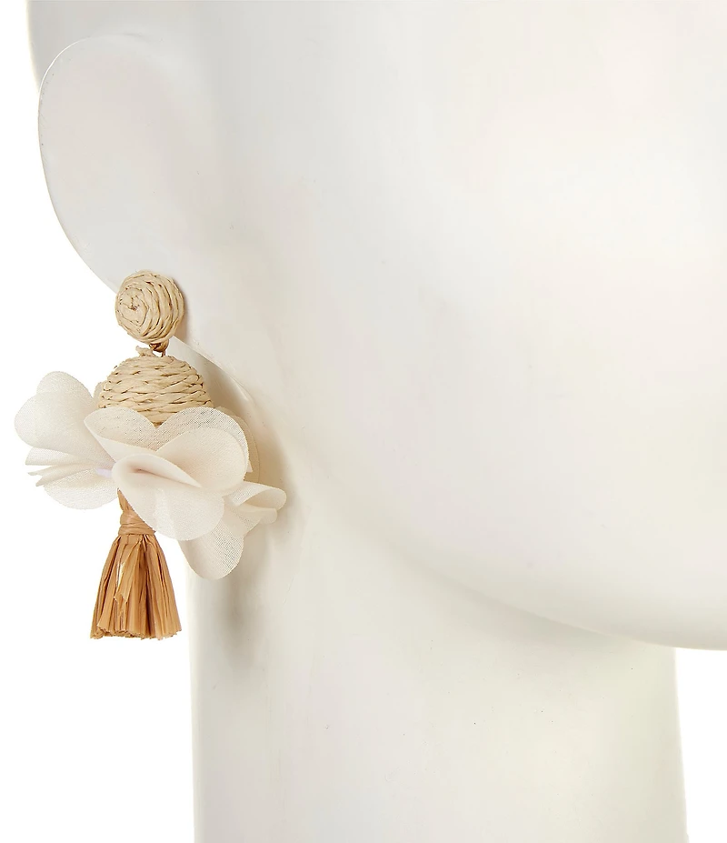 Southern Living Raffia Fabric Petal Drop Earrings