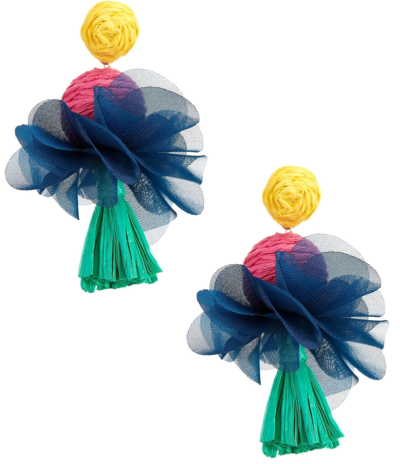 Southern Living Raffia Fabric Petal Drop Earrings