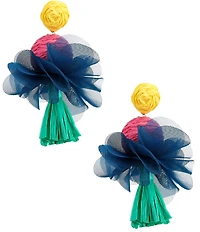 Southern Living Raffia Fabric Petal Drop Earrings