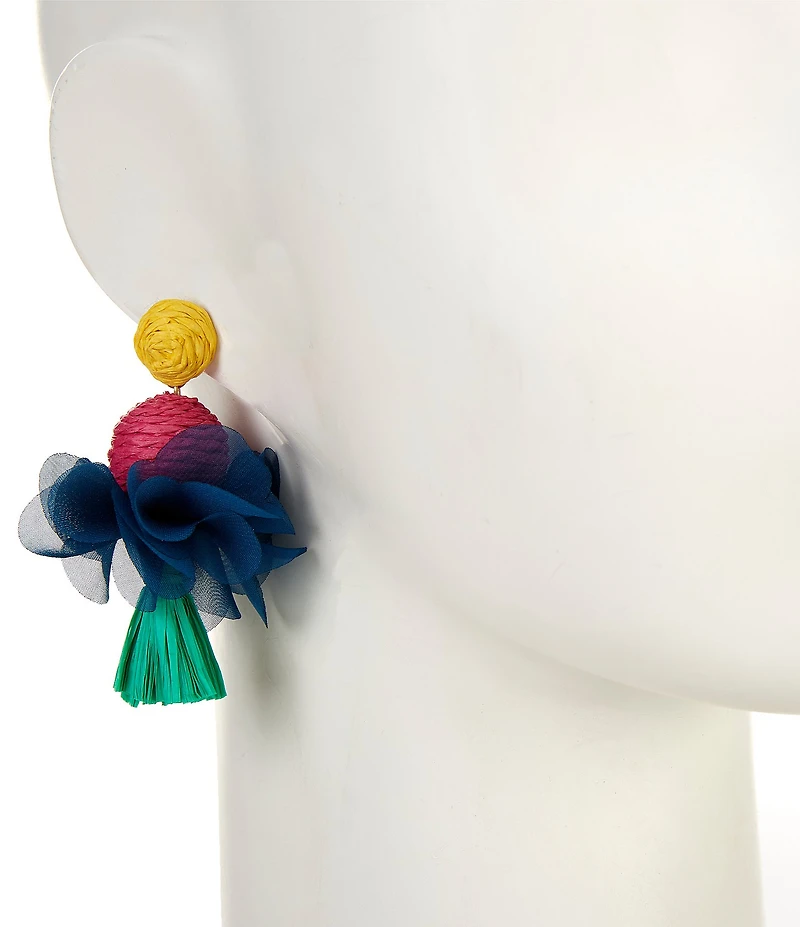 Southern Living Raffia Fabric Petal Drop Earrings