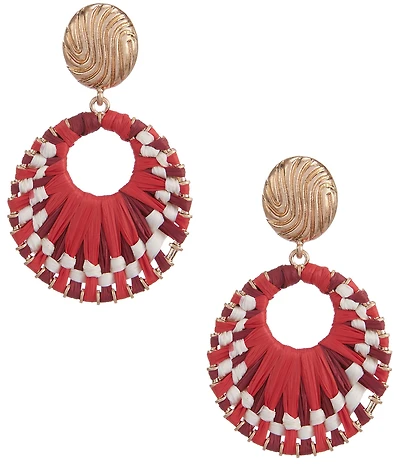 Southern Living Raffia Thread Wrapped Disk Drop Earrings