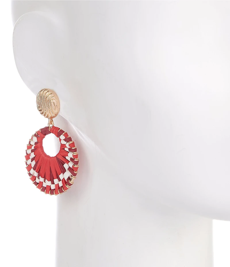 Southern Living Raffia Thread Wrapped Disk Drop Earrings