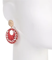 Southern Living Raffia Thread Wrapped Disk Drop Earrings