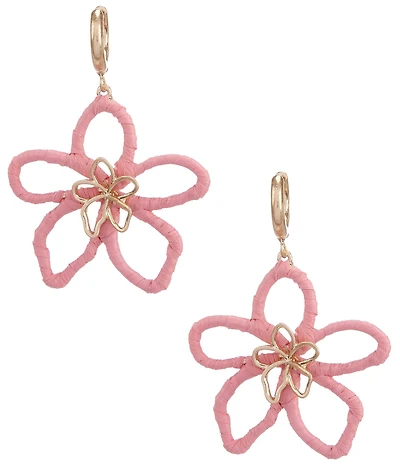 Southern Living Raffia Wrapped Flower Hoop Earrings