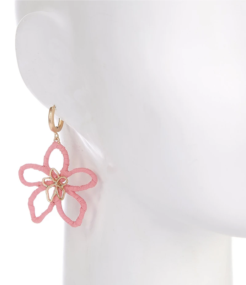 Southern Living Raffia Wrapped Flower Hoop Earrings