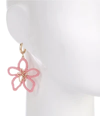Southern Living Raffia Wrapped Flower Hoop Earrings
