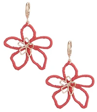 Southern Living Raffia Wrapped Flower Hoop Earrings