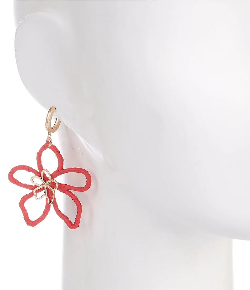Southern Living Raffia Wrapped Flower Hoop Earrings