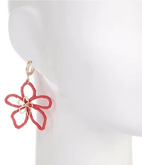 Southern Living Raffia Wrapped Flower Hoop Earrings