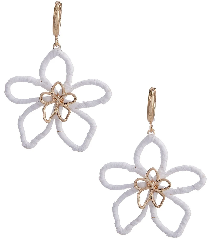 Southern Living Raffia Wrapped Flower Hoop Earrings