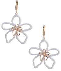 Southern Living Raffia Wrapped Flower Hoop Earrings