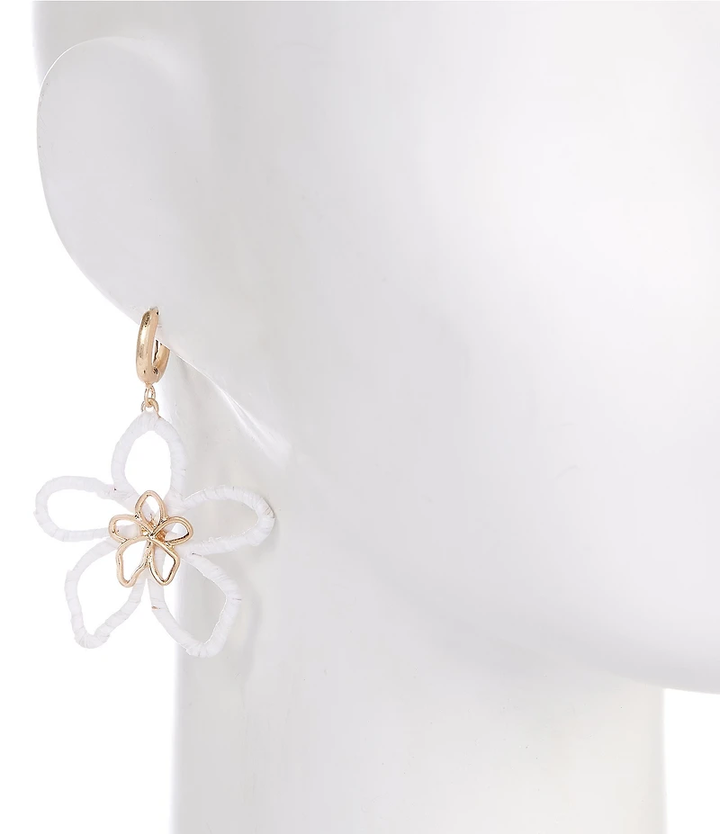 Southern Living Raffia Wrapped Flower Hoop Earrings