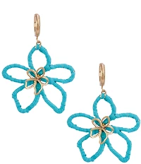 Southern Living Raffia Wrapped Flower Hoop Earrings