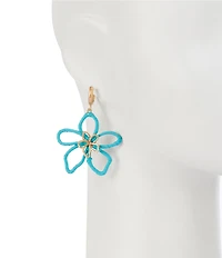 Southern Living Raffia Wrapped Flower Hoop Earrings