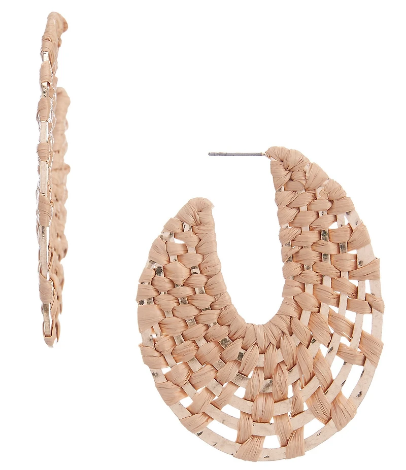Southern Living Rattan Wrapped Resort Wide Statement Hoop Earrings