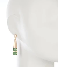 Southern Living Rectangle Polished Stud Green Cab Stick Drop Earrings