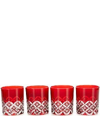 Southern Living Red Etched Double Old-Fashion Glasses, Set of 4